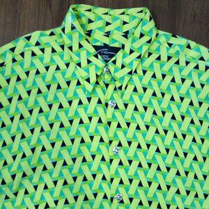 Vintage Atlantic Connection Geometric Op Art Button Shirt